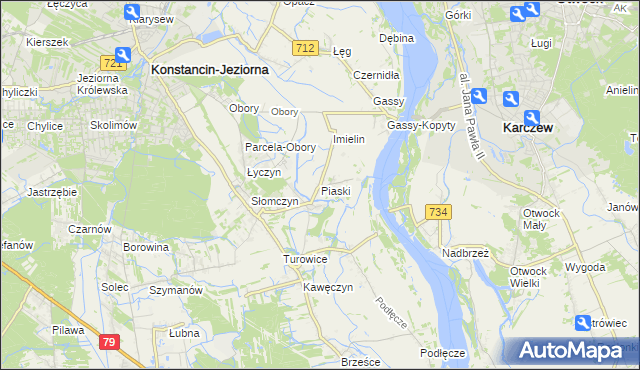 mapa Piaski gmina Konstancin-Jeziorna, Piaski gmina Konstancin-Jeziorna na mapie Targeo