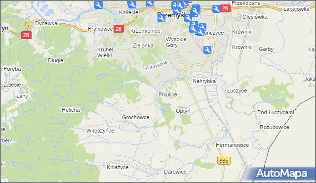 mapa Pikulice, Pikulice na mapie Targeo
