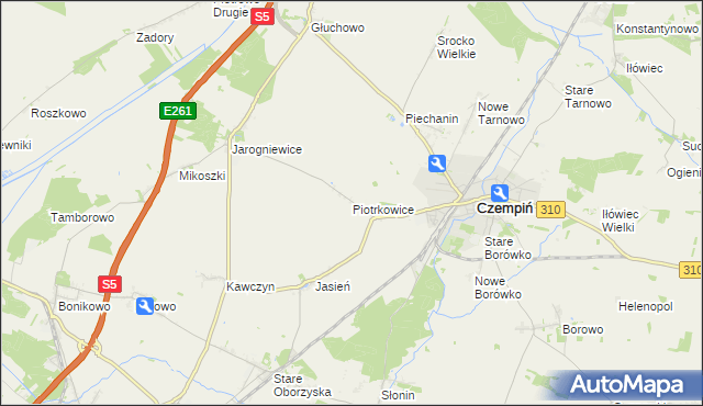 mapa Piotrkowice gmina Czempiń, Piotrkowice gmina Czempiń na mapie Targeo