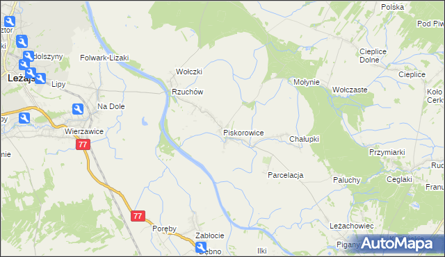 mapa Piskorowice, Piskorowice na mapie Targeo