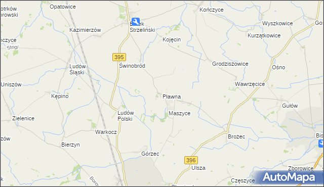 mapa Pławna gmina Strzelin, Pławna gmina Strzelin na mapie Targeo