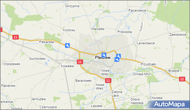 mapa Pleszew, Pleszew na mapie Targeo