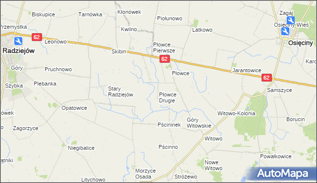 mapa Płowce Drugie, Płowce Drugie na mapie Targeo