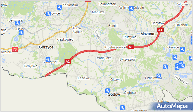 mapa Podbucze gmina Godów, Podbucze gmina Godów na mapie Targeo