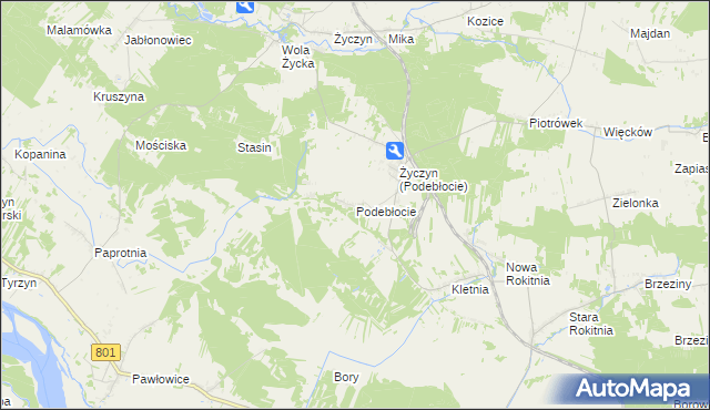 mapa Podebłocie, Podebłocie na mapie Targeo