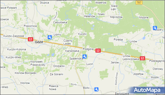mapa Podgóra gmina Gózd, Podgóra gmina Gózd na mapie Targeo