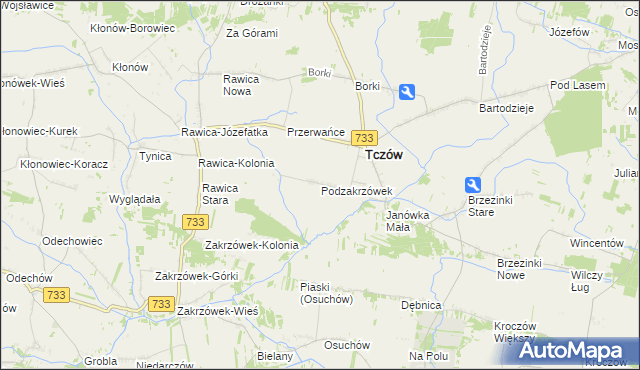 mapa Podzakrzówek, Podzakrzówek na mapie Targeo