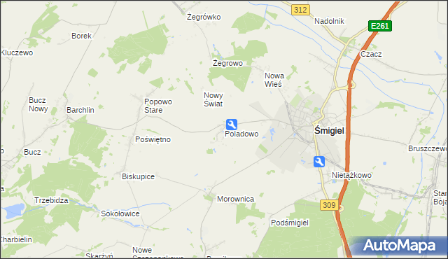 mapa Poladowo, Poladowo na mapie Targeo