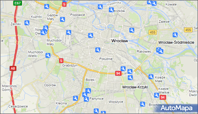 mapa Południe, Południe na mapie Targeo