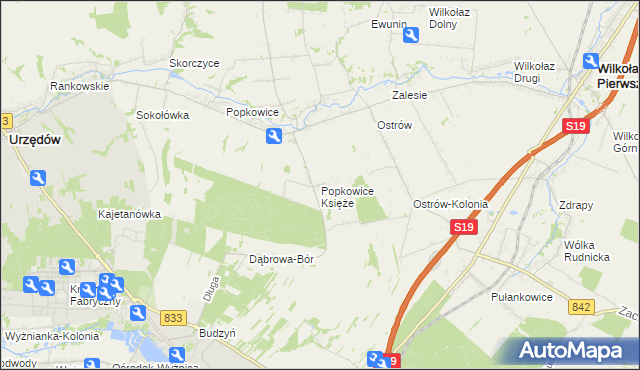 mapa Popkowice Księże, Popkowice Księże na mapie Targeo