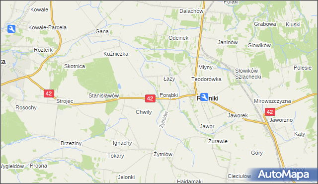 mapa Porąbki gmina Rudniki, Porąbki gmina Rudniki na mapie Targeo