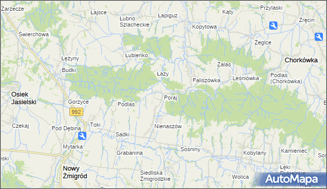 mapa Poraj gmina Chorkówka, Poraj gmina Chorkówka na mapie Targeo