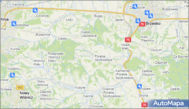 mapa Poręba Spytkowska, Poręba Spytkowska na mapie Targeo