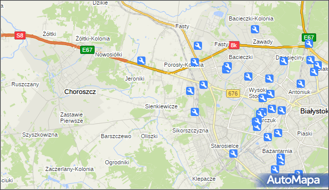 mapa Porosły, Porosły na mapie Targeo