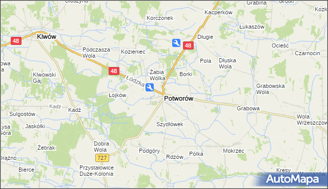 mapa Potworów powiat przysuski, Potworów powiat przysuski na mapie Targeo