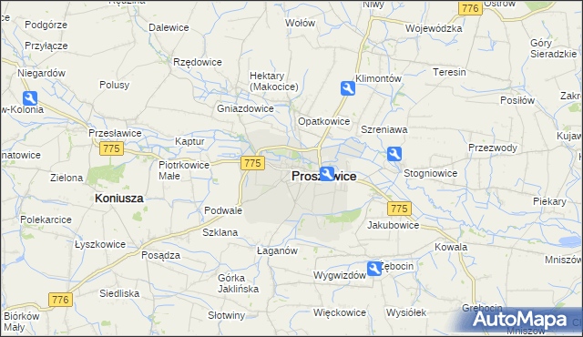 mapa Proszowice, Proszowice na mapie Targeo