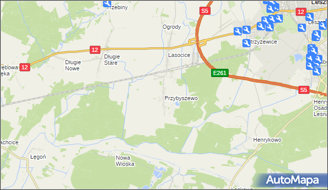 mapa Przybyszewo gmina Święciechowa, Przybyszewo gmina Święciechowa na mapie Targeo