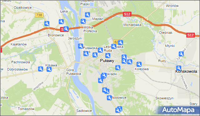 mapa Puław, Puławy na mapie Targeo