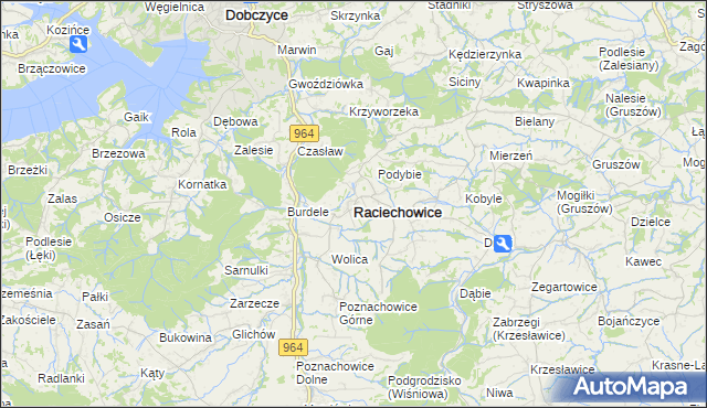 mapa Raciechowice, Raciechowice na mapie Targeo