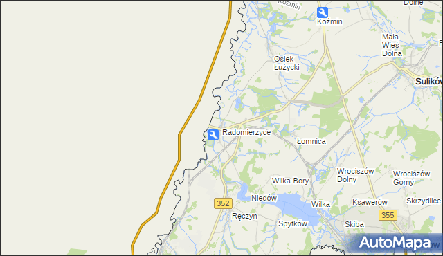 mapa Radomierzyce gmina Zgorzelec, Radomierzyce gmina Zgorzelec na mapie Targeo