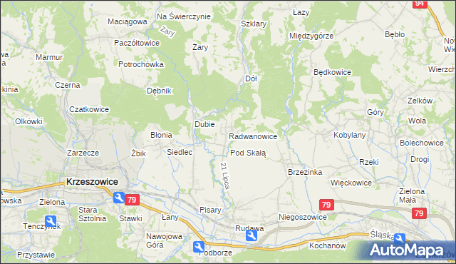mapa Radwanowice, Radwanowice na mapie Targeo