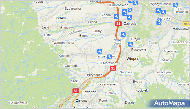 mapa Radziechowy, Radziechowy na mapie Targeo