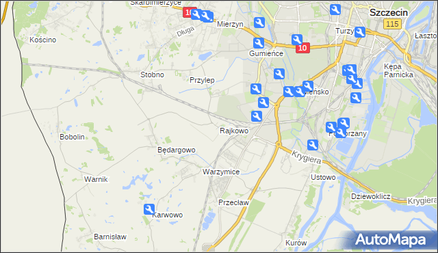 mapa Rajkowo, Rajkowo na mapie Targeo