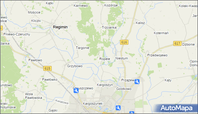 mapa Ropele, Ropele na mapie Targeo