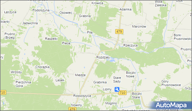 mapa Rożdżały gmina Warta, Rożdżały gmina Warta na mapie Targeo