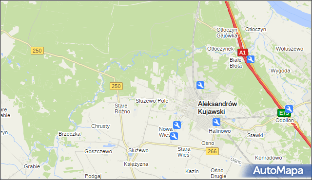 mapa Rożno-Parcele, Rożno-Parcele na mapie Targeo