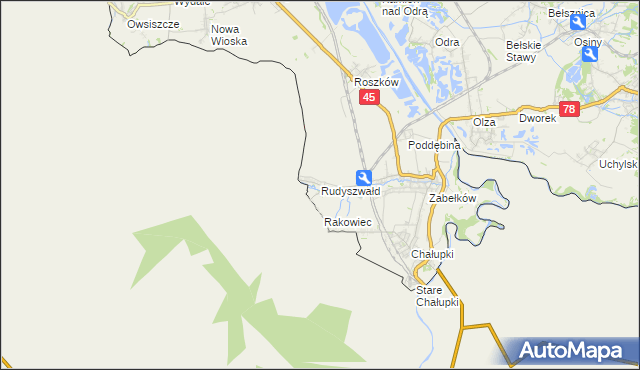 mapa Rudyszwałd, Rudyszwałd na mapie Targeo