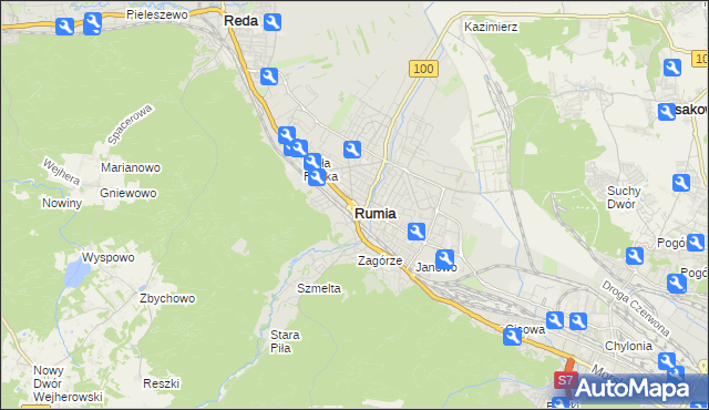 mapa Rumia, Rumia na mapie Targeo