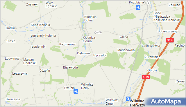 mapa Ryczydół, Ryczydół na mapie Targeo