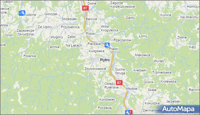 mapa Rytro, Rytro na mapie Targeo