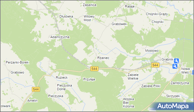 mapa Rżaniec, Rżaniec na mapie Targeo