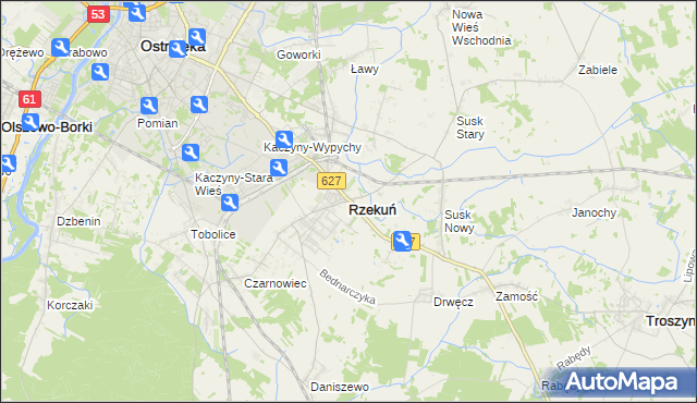mapa Rzekuń, Rzekuń na mapie Targeo