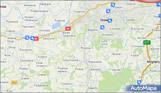 mapa Rzozów, Rzozów na mapie Targeo
