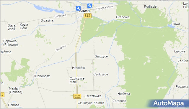 mapa Sajczyce, Sajczyce na mapie Targeo