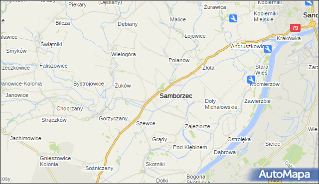 mapa Samborzec, Samborzec na mapie Targeo