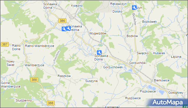 mapa Ścinawka Dolna, Ścinawka Dolna na mapie Targeo