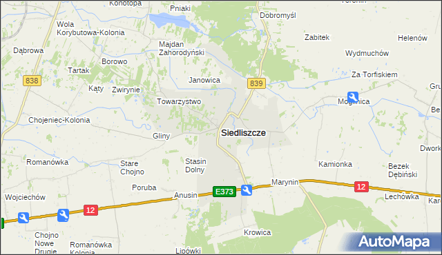 mapa Siedliszcze powiat chełmski, Siedliszcze powiat chełmski na mapie Targeo