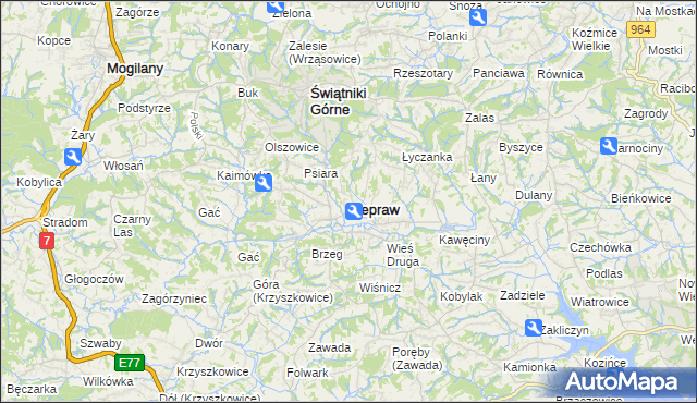 mapa Siepraw, Siepraw na mapie Targeo