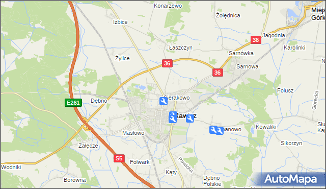 mapa Sierakowo gmina Rawicz, Sierakowo gmina Rawicz na mapie Targeo