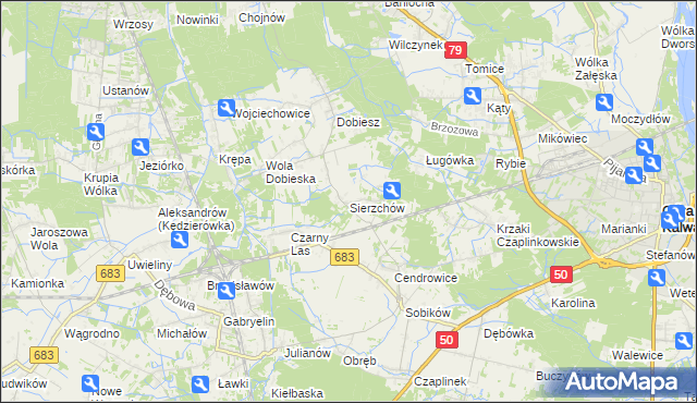 mapa Sierzchów gmina Góra Kalwaria, Sierzchów gmina Góra Kalwaria na mapie Targeo