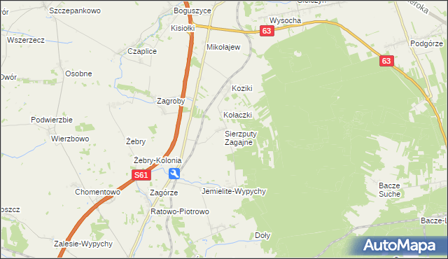 mapa Sierzputy Zagajne, Sierzputy Zagajne na mapie Targeo