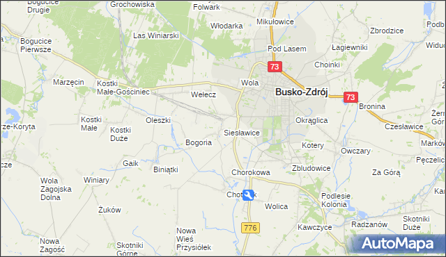 mapa Siesławice, Siesławice na mapie Targeo