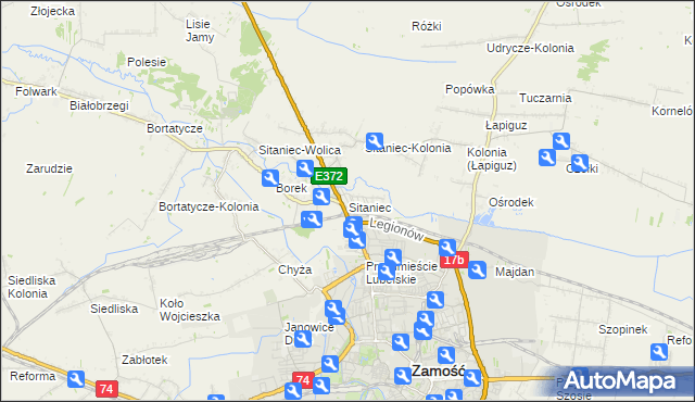 mapa Sitaniec, Sitaniec na mapie Targeo