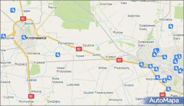 mapa Skłóty, Skłóty na mapie Targeo