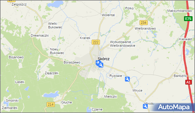 mapa Skórcz, Skórcz na mapie Targeo