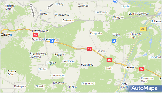mapa Skowronów gmina Janów, Skowronów gmina Janów na mapie Targeo